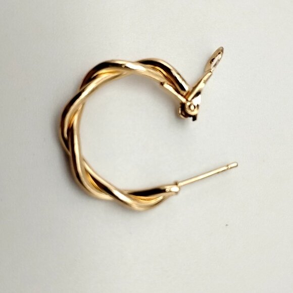 Gold-tone Twisted Hoop Earrings - Picture 9 of 13